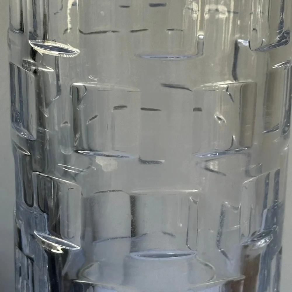 Rosenthal Classic 24% Lead Crystal Tall Cylinder Vase Textured Block Slovenia